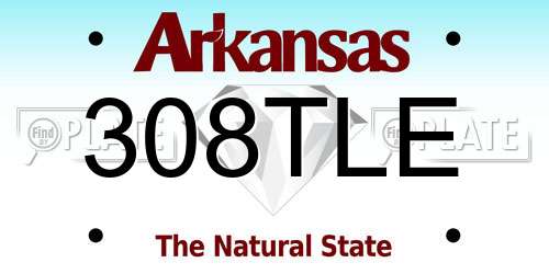 308TLE Arkansas License Plate
