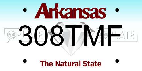 308TMF Arkansas License Plate