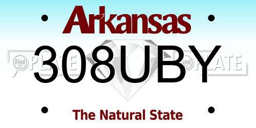 308UBY Arkansas License Plate