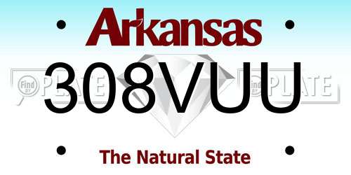308VUU Arkansas License Plate