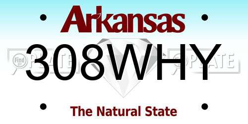 308WHY Arkansas License Plate