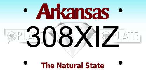 308XIZ Arkansas License Plate
