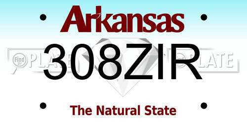 308ZIR Arkansas License Plate