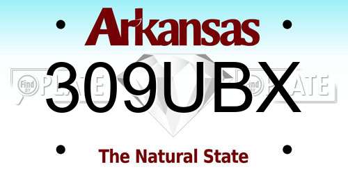 309UBX Arkansas License Plate