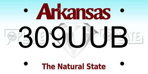 309UUB Arkansas License Plate