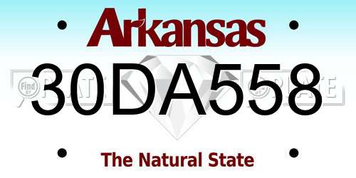 30DA558 Arkansas License Plate