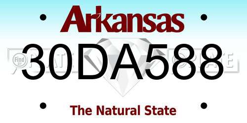 30DA588 Arkansas License Plate