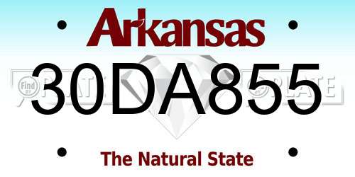 30DA855 Arkansas License Plate