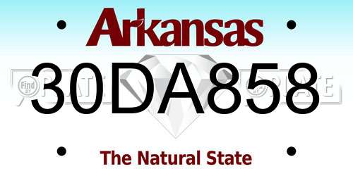 30DA858 Arkansas License Plate