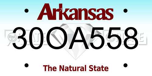 30OA558 Arkansas License Plate