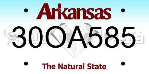 30OA585 Arkansas License Plate