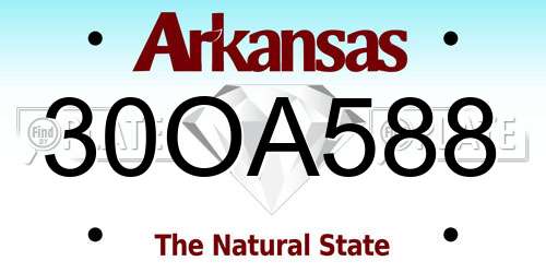 30OA588 Arkansas License Plate