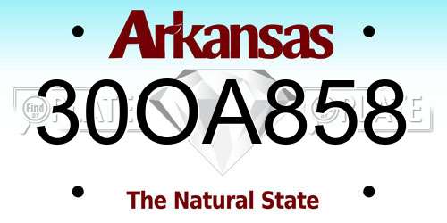 30OA858 Arkansas License Plate