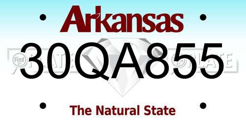 30QA855 Arkansas License Plate