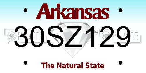 30SZ129 Arkansas License Plate