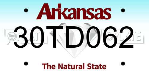 30TD062 Arkansas License Plate