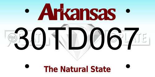 30TD067 Arkansas License Plate