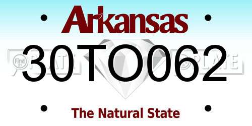 30TO062 Arkansas License Plate