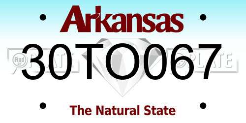 30TO067 Arkansas License Plate