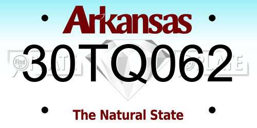 30TQ062 Arkansas License Plate