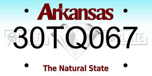 30TQ067 Arkansas License Plate