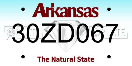 30ZD067 Arkansas License Plate