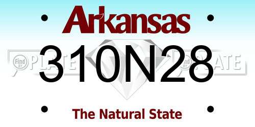 310N28 Arkansas License Plate