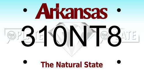 310NT8 Arkansas License Plate