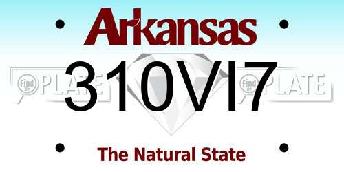 310VI7 Arkansas License Plate