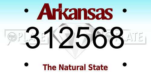 312568 Arkansas License Plate