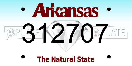 312707 Arkansas License Plate