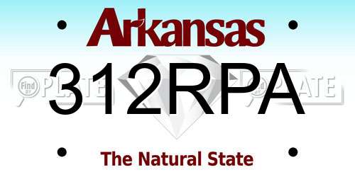 312RPA Arkansas License Plate