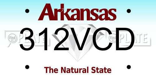 312VCD Arkansas License Plate