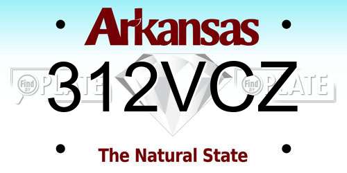 312VCZ Arkansas License Plate