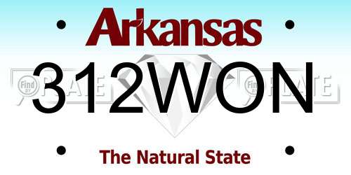 312WON Arkansas License Plate