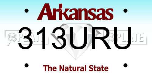 313URU Arkansas License Plate