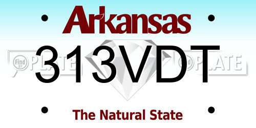 313VDT Arkansas License Plate