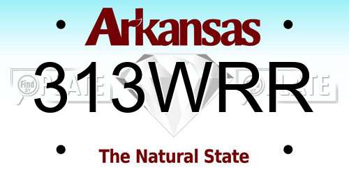 313WRR Arkansas License Plate
