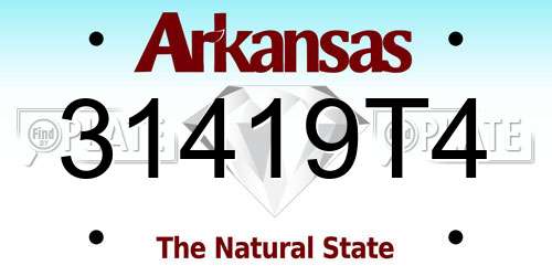 31419T4 Arkansas License Plate