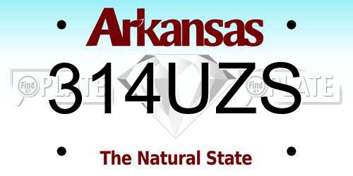 314UZS Arkansas License Plate