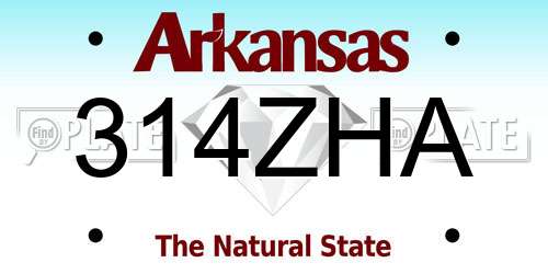 314ZHA Arkansas License Plate