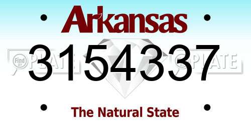 3154337 Arkansas License Plate
