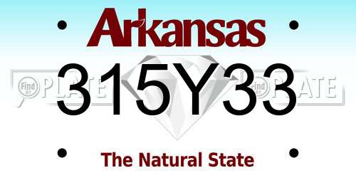 315Y33 Arkansas License Plate