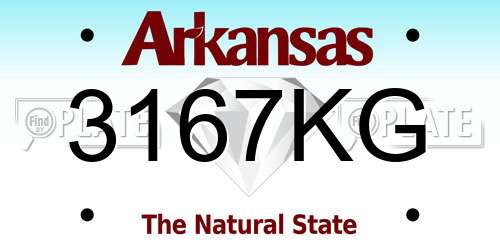 3167KG Arkansas License Plate