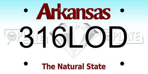 316LOD Arkansas License Plate