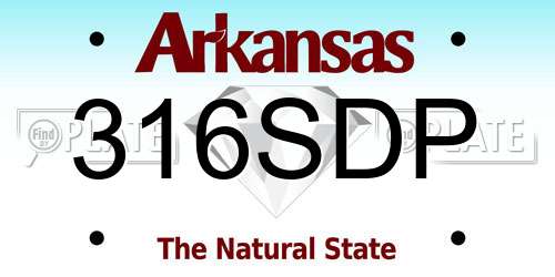 316SDP Arkansas License Plate