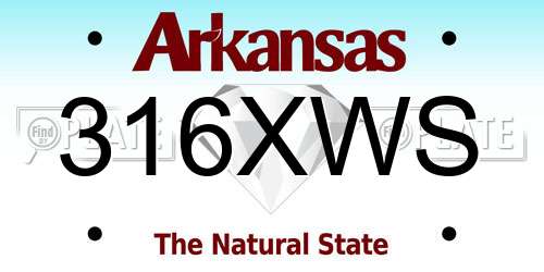 316XWS Arkansas License Plate