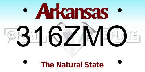 316ZMO Arkansas License Plate