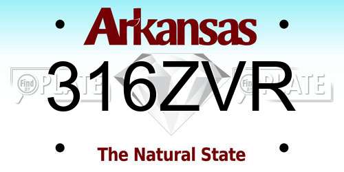 316ZVR Arkansas License Plate