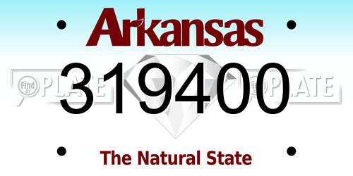 319400 Arkansas License Plate
